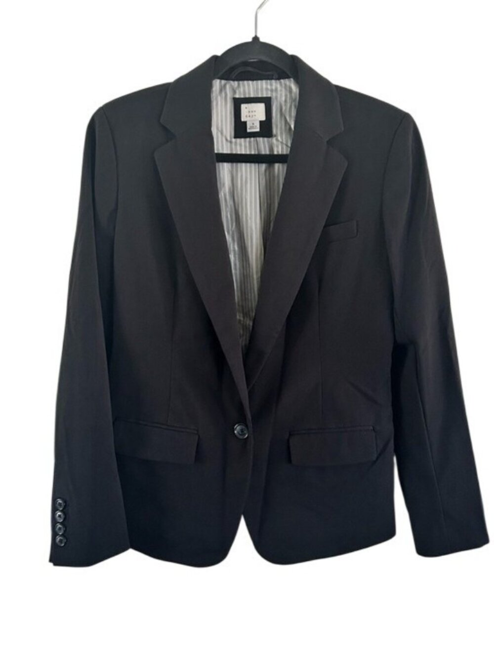 A New Day Black Women's Blazer with Striped Lining Sz 6 Business Casual Office